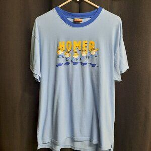 Vintage 2008 The Simpsons Homer Simpson Ringer Tee - Light Blue -Size Large
